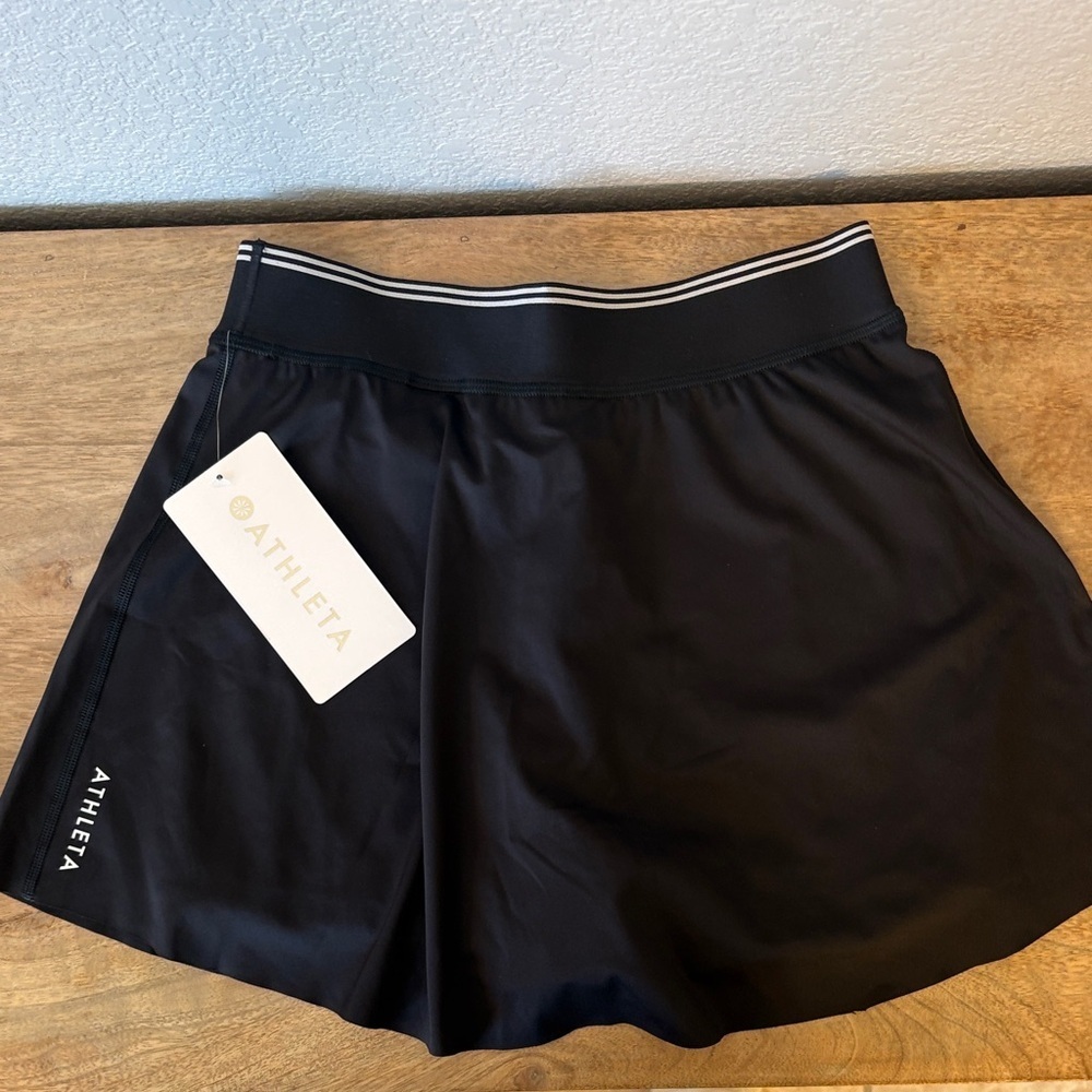 Athleta Women's Black Athletic Skort with Stripe Waistband